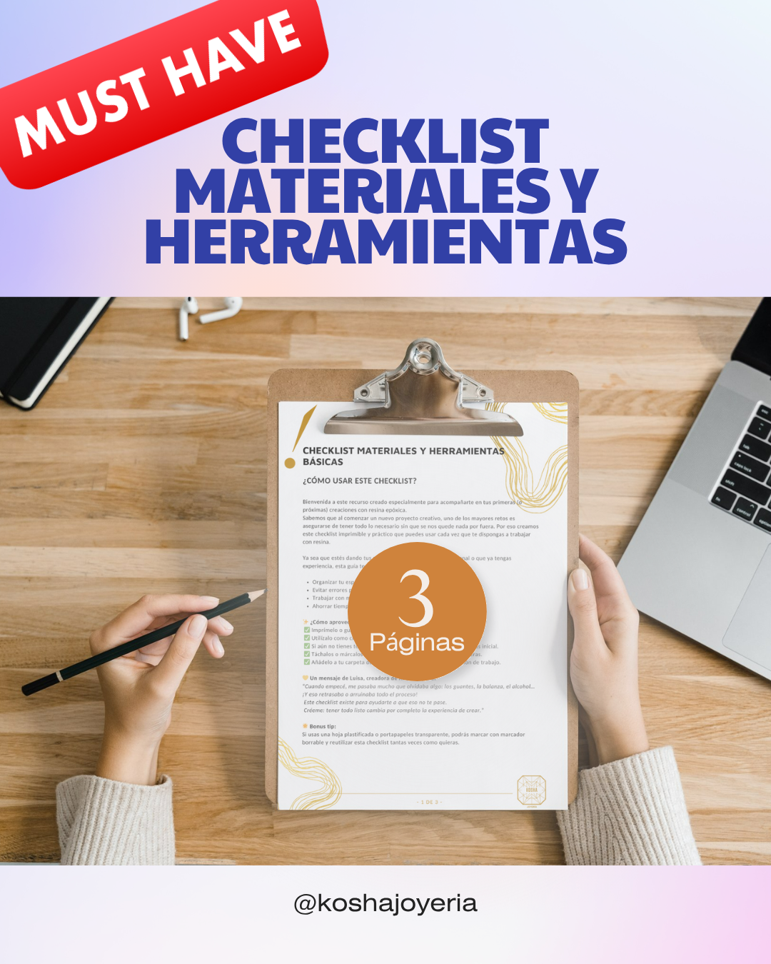 Checklist de materiales y herramientas básicas - Kosha Academy