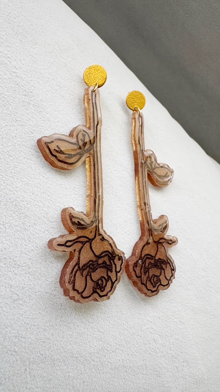 Aretes Rosa Botánica