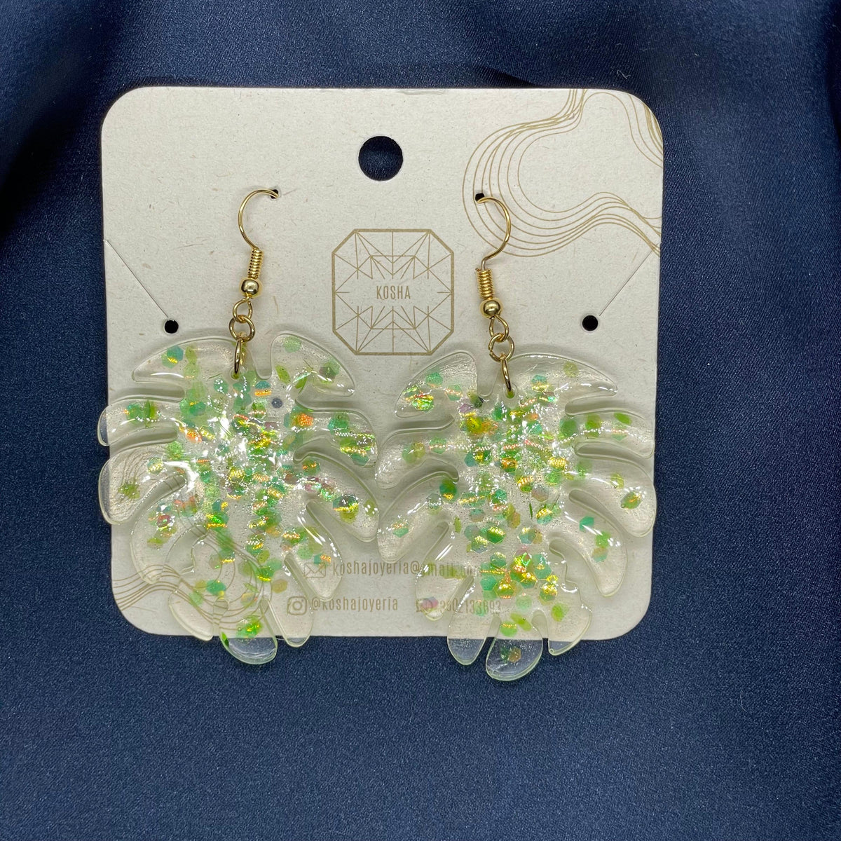 Aretes Monstera Iridiscente