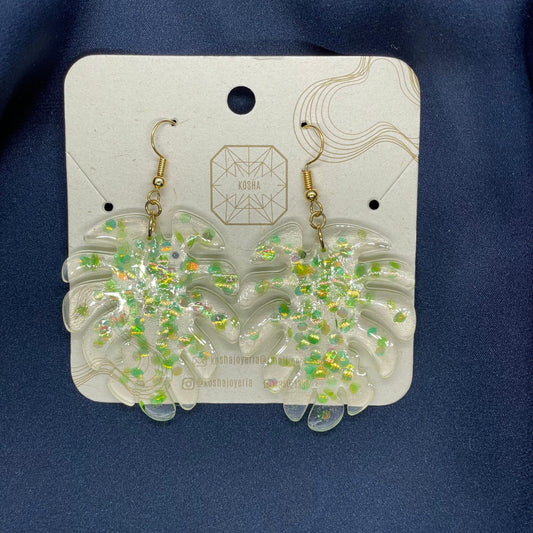Aretes Monstera Iridiscente