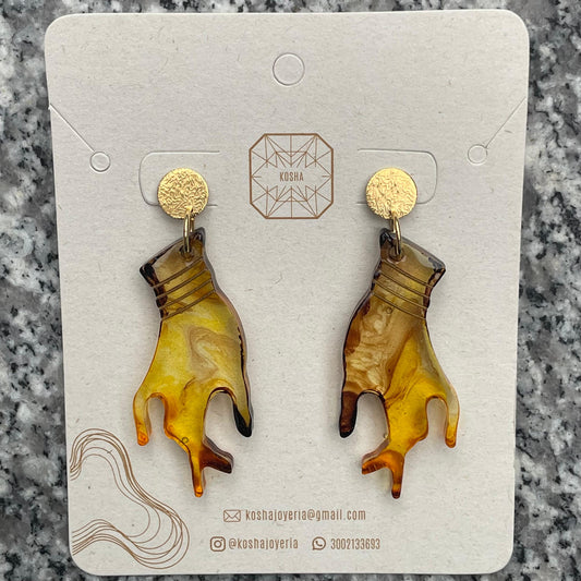 Aretes Mano Ámbar