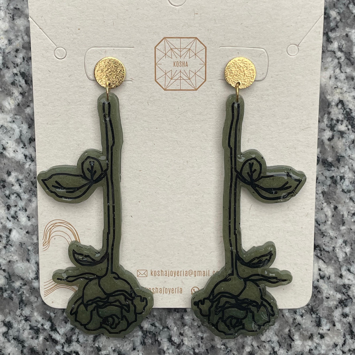 Aretes Rosa Verde Oliva