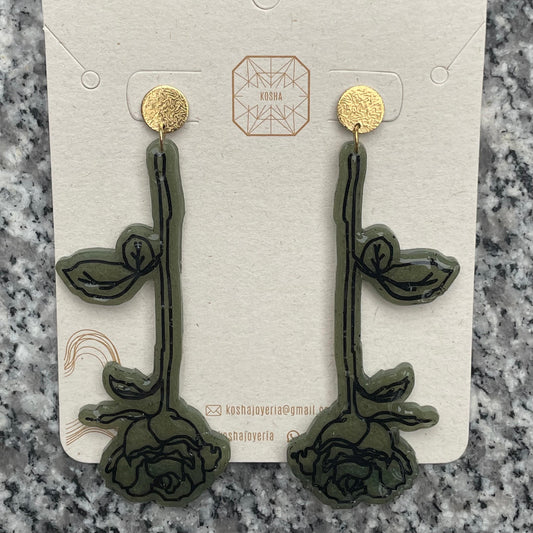 Aretes Rosa Verde Oliva