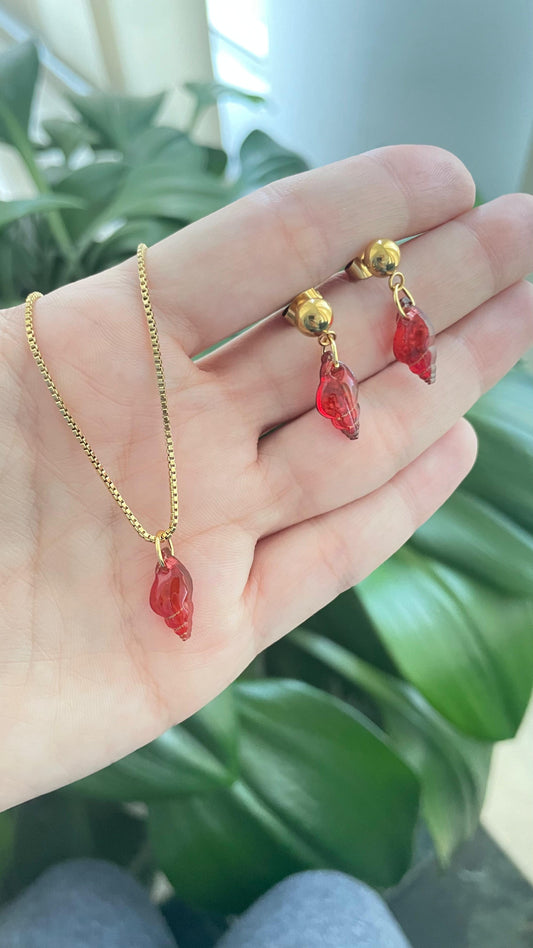 COLLAR + ARETES CARACOLA