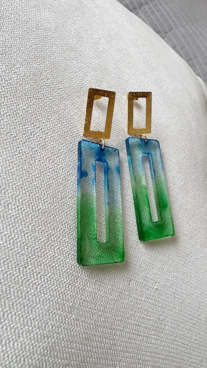 Aretes Prisma Azul Verde