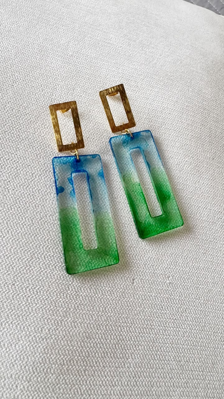 Aretes Prisma Azul Verde
