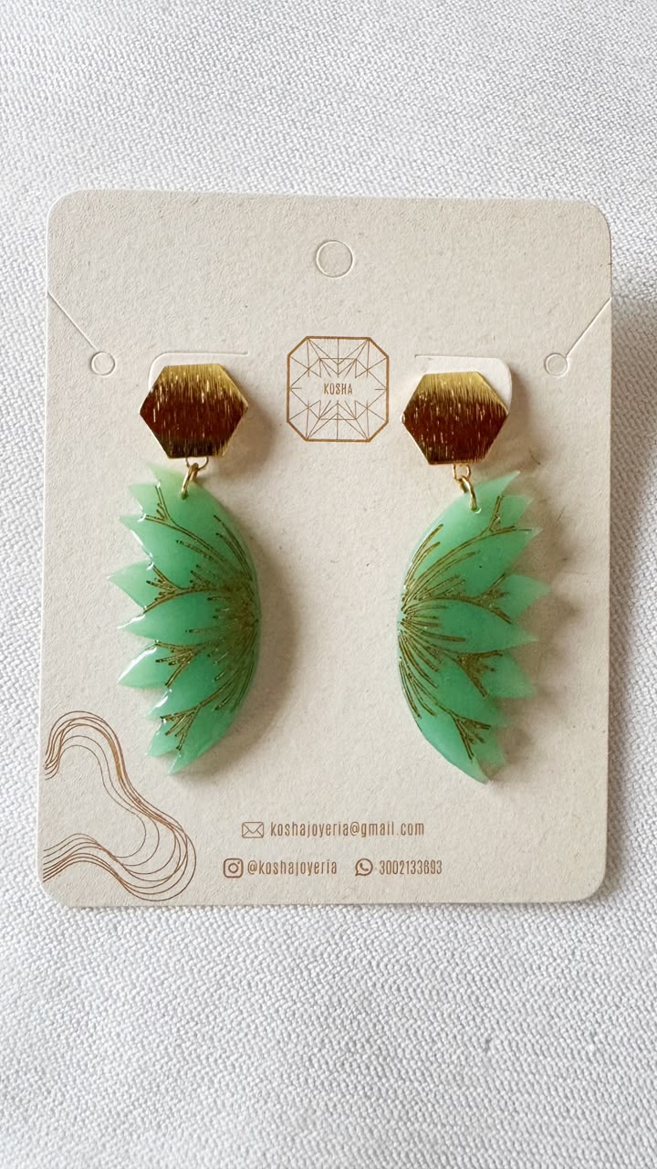 Aretes Flor Verde