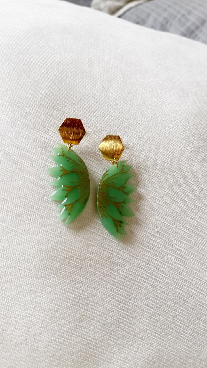 Aretes Flor Verde